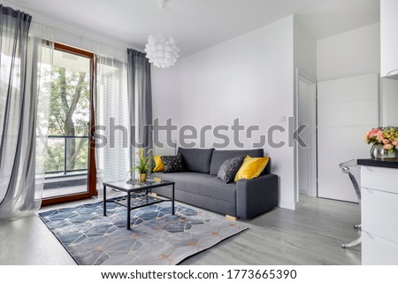 Modern interior design - living room in small apartment Royalty-Free Stock Photo #1773665390