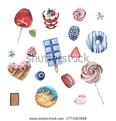 watercolor clip art with sweets