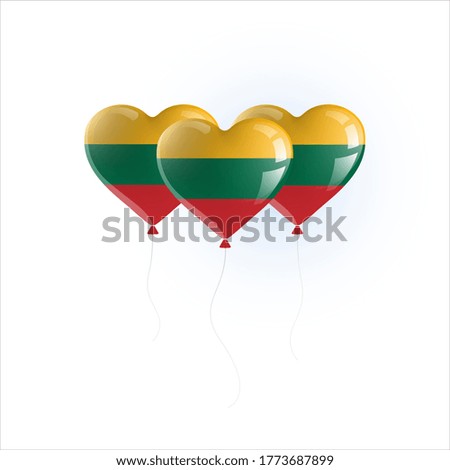 Heart shaped balloons with colors and flag of LITHUANIA vector illustration design.