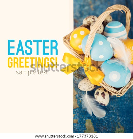 Easter still life with sample text Royalty-Free Stock Photo #177373181