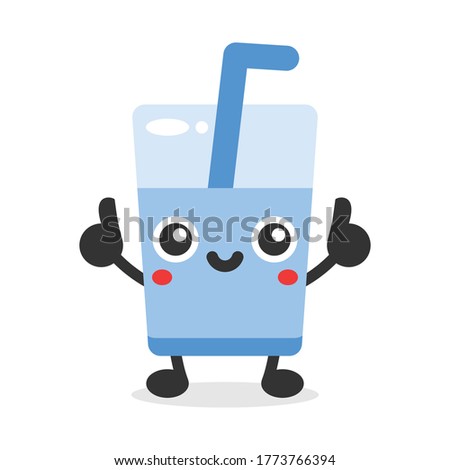 cute mascot character glasses and straws