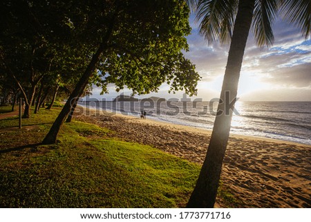 The famous idyllic beachfront of Palm Cove at sunrise in Queensland, Australia Royalty-Free Stock Photo #1773771716