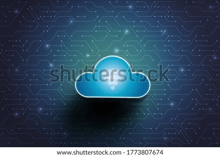 Creative Cloud technology icon on abstract mainboard background