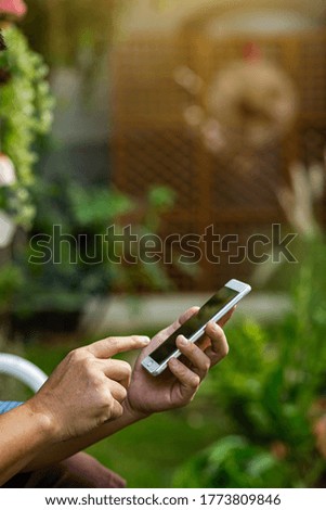 man using mobile payments online shopping and icon customer network connection.