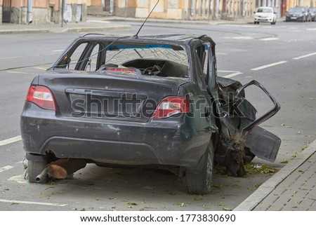 car crash accident on the road in the big city