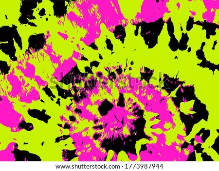 Tie Dye Vector. Batik Brush. Bright Modern Batik. Psychedelic Art. Washed Effect. Tie Dye Colorful. Green Indonesian Pattern. Bohemian Art. Neon Pink Fabric Print. Royalty-Free Stock Photo #1773987944