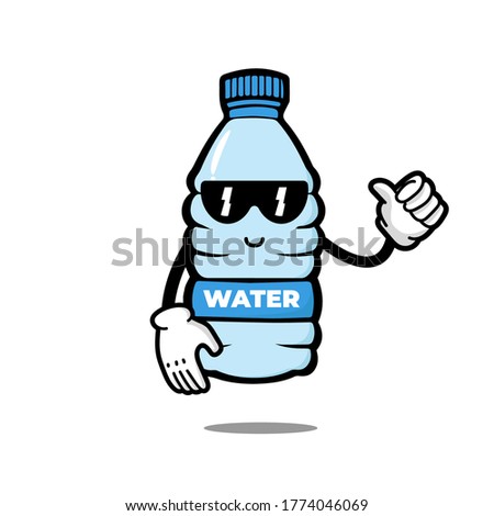 cute bottle cartoon character. mineral water mascot.