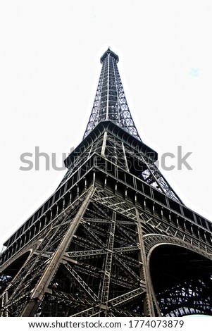 Eiffel Tower white background low angle 