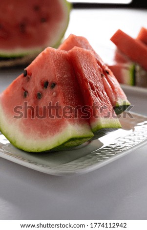 Fresh watermelon and slices of watermelon isolated on white background.- Image