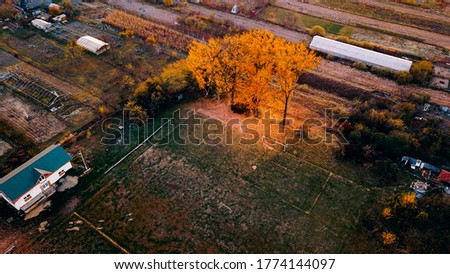 Scenery of a rural area football field during autumn