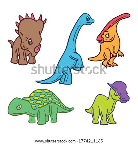 Set of cartoon characters angry dinosaurs