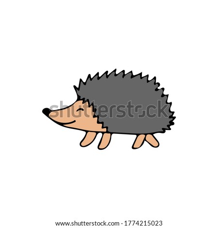 Cute hedgehog illustration in vector. Isolated hedgehog  icon isolated on white