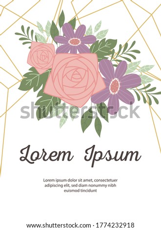 wedding invitation decorative beautiful floral and leaves greeting card or announcement vector illustration