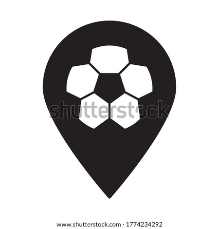 soccer game, pointer location with ball league recreational sports tournament silhouette style icon vector illustration