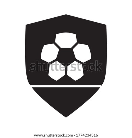 soccer game, ball shield insignia club, league recreational sports tournament silhouette style icon vector illustration