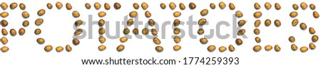 Small potatoes arranged as the word POTATOES