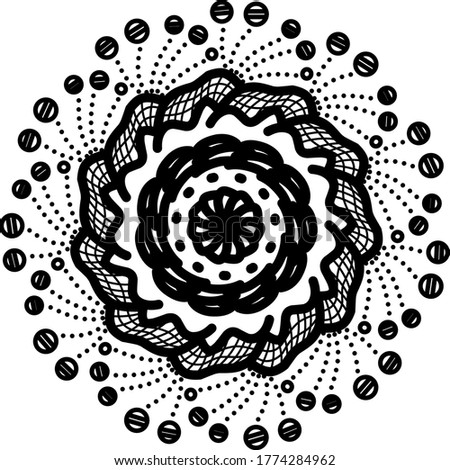 Mandala circle pattern. Round tree leaves ornament. Vector illustration.