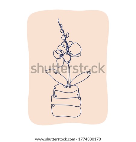 Decorative hand drawn orchid flower, design element. Can be used for cards, invitations, banners, posters, print design. Continuous line art style
