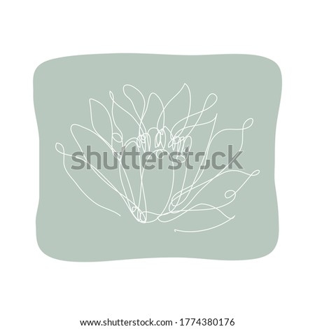 Decorative hand drawn lotus flower, design element. Can be used for cards, invitations, banners, posters, print design. Continuous line art style