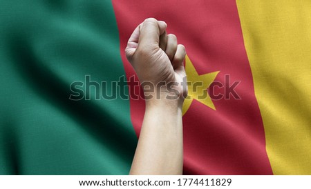 Close up waving flag of Cameroon