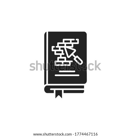 Construction and repair book black glyph icon. Basic knowledge about building. Pictogram for web page, mobile app, promo. UI UX GUI design element