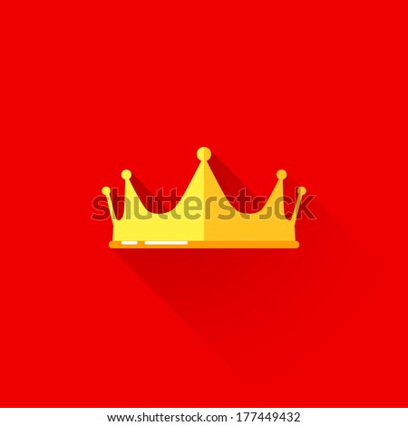 vintage illustration of a crown in flat style with long shadow