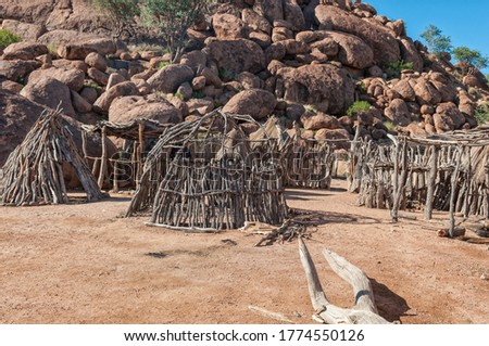 Traditional huts at the Damara Living Museum in Damaraland, Namibia