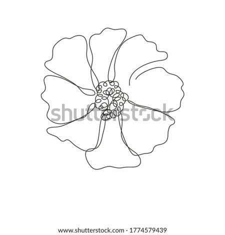 Decorative hand drawn cosmos flower, design element. Can be used for cards, invitations, banners, posters, print design. Continuous line art style