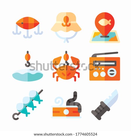 Icon Set Fishing for different seasons Color