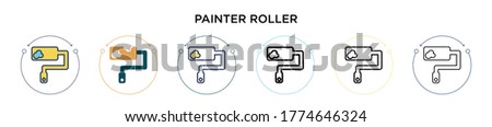 Painter roller icon in filled, thin line, outline and stroke style. Vector illustration of two colored and black painter roller vector icons designs can be used for mobile, ui, web