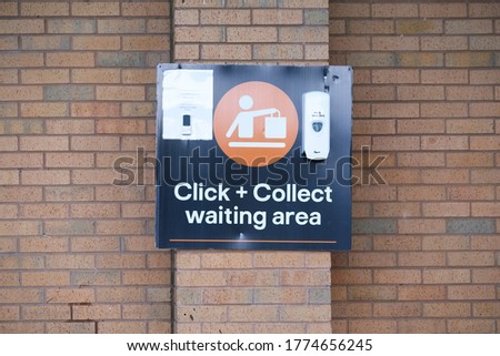 Click collect online internet shopping sign at shop