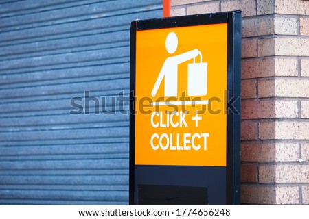 Click collect online internet shopping sign at shop Royalty-Free Stock Photo #1774656248