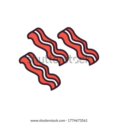 bacon line and fill style icon design, fast food eat restaurant and menu theme Vector illustration