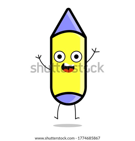 illustration vector of cute cartoon pencil character. back to school concept.