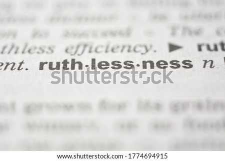 Word RUTHLESSNESS in the dictionary Royalty-Free Stock Photo #1774694915