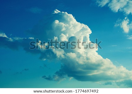 Beautiful vast blue sky with amazing cloud background. Elements of nature.