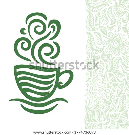 Decorative green tea. Vector illustration