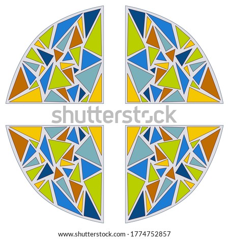 Mosaic circle vector illustration. Stained glass window. Colorful isolated pattern. Print on paper, fabric, ceramic.