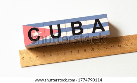Man made word cuba with wood blocks with cuba flag