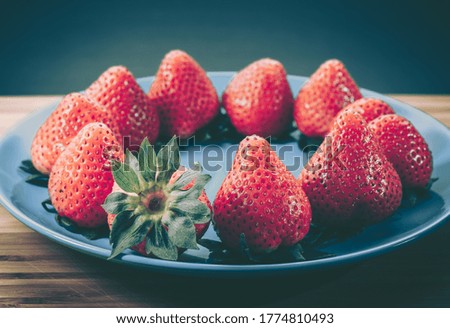 Close Up Of Fresh Strawberry; vintage style