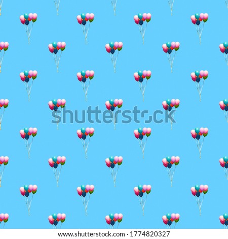 balloon group seamless pattern over blue background. party backdrop. minimal concept.