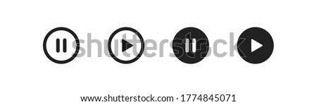 Play and pause button, line simple icon. Stop illustration concept in vector flat style. Royalty-Free Stock Photo #1774845071