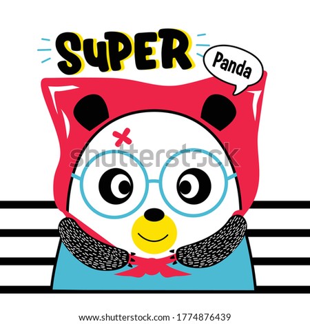 panda the superhero funny animal cartoon,vector illustration