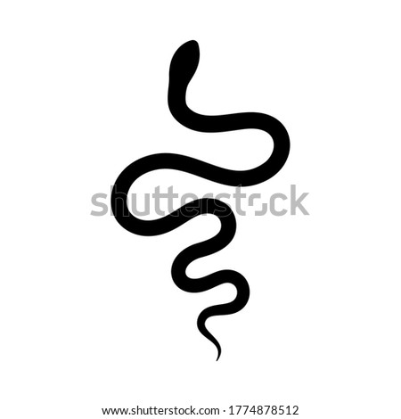 Black snake Silhouette in a simple minimalistic style. Vector isolated illustration on a white background. The icon of the serpent.