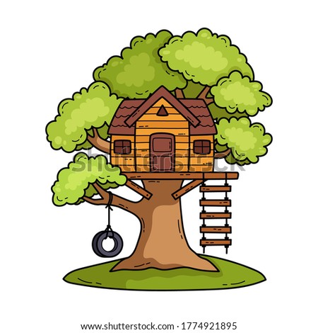 Treehouse vector illustration isolated background