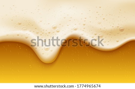 Realistic beer foam with bubbles. Beer glass with a cold drink. Background for bar design, oktoberfest flyers. Vector illustration EPS10 Royalty-Free Stock Photo #1774965674