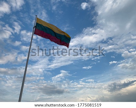 Lithuania Flag at the top of Gedimas Tower