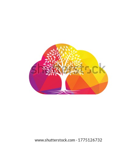 Cloud Tree Roots vector logo design. Vector cloud tree with roots logo element.