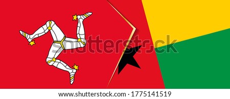 Isle of Man and Guinea-Bissau flags, two vector flags symbol of relationship or confrontation.