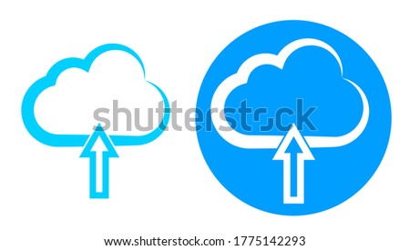 Cloud data download icon. Blue cloud with download arrow